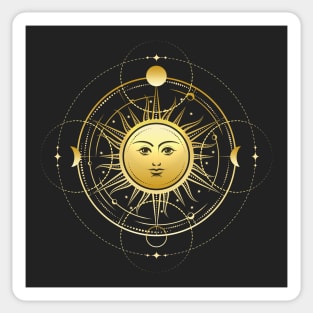 Esoteric Symbol of Sun with Phases of Moon and Stars Sticker